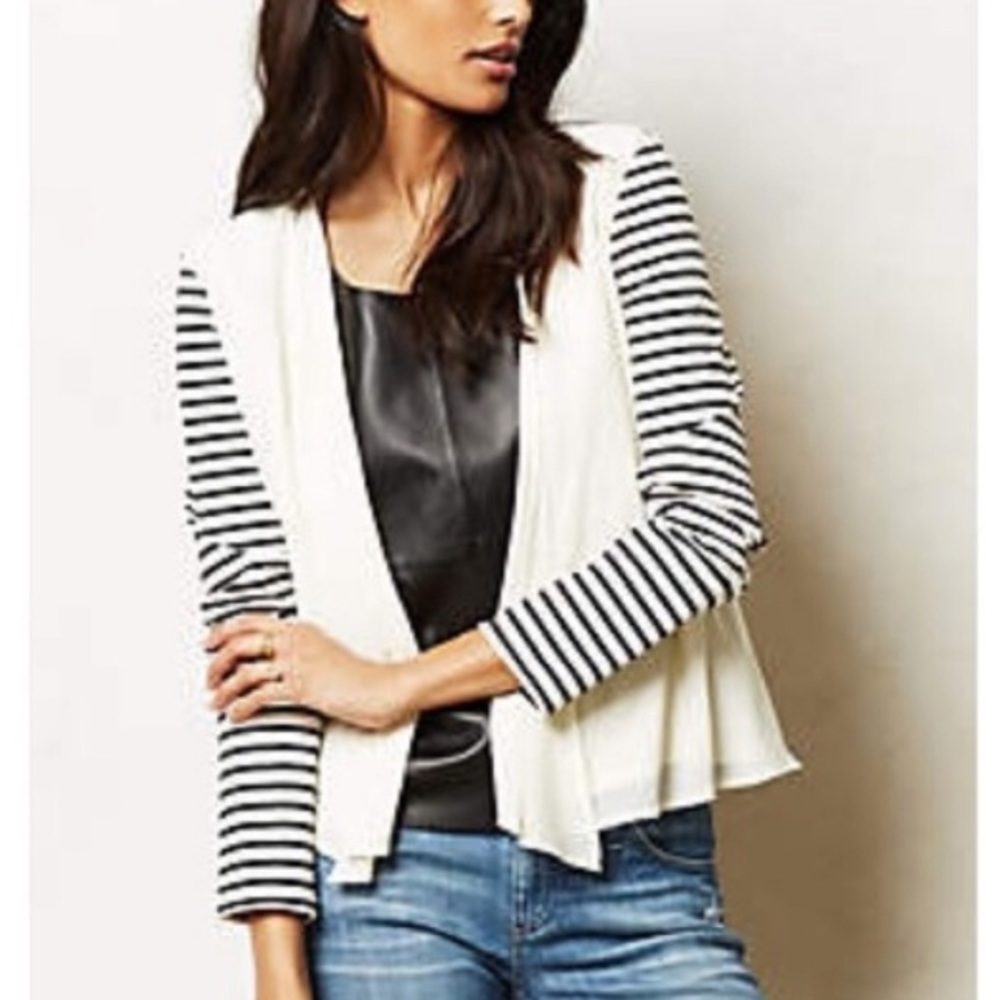Anthropologie Black and White Stripe Cardigan - Picture 1 of 8